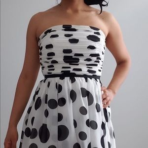 Guess White Polka Dot Strapless Dress